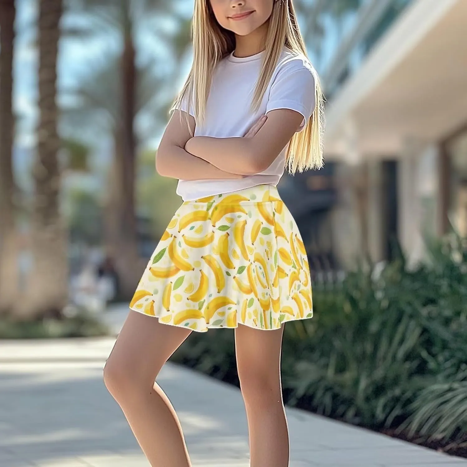 Girls Tennis Skirts with Shorts High Waisted Skater Skirt Stretchy Activewear Sports Athletic Skirts for Kids