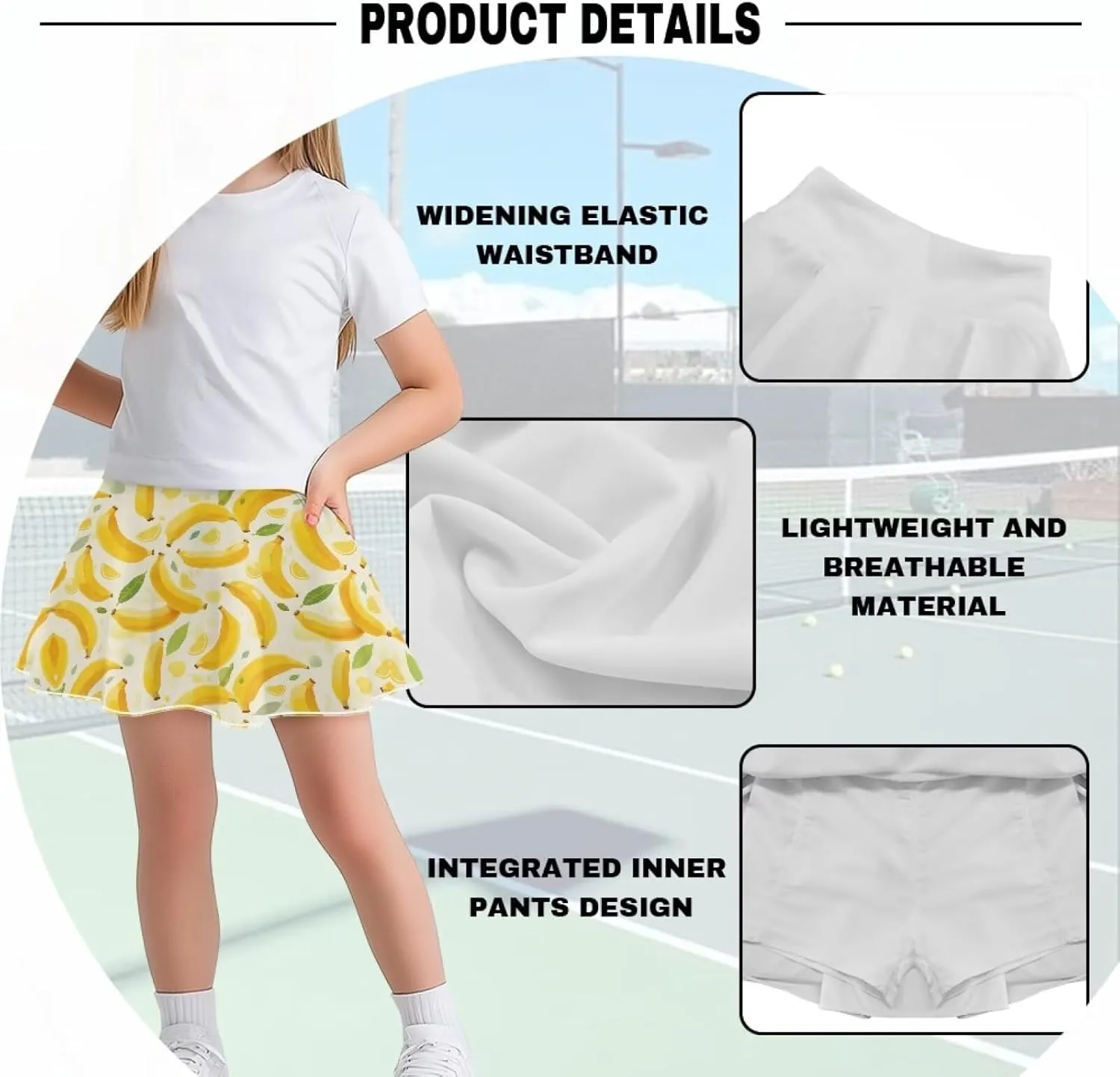 Girls Tennis Skirts with Shorts High Waisted Skater Skirt Stretchy Activewear Sports Athletic Skirts for Kids