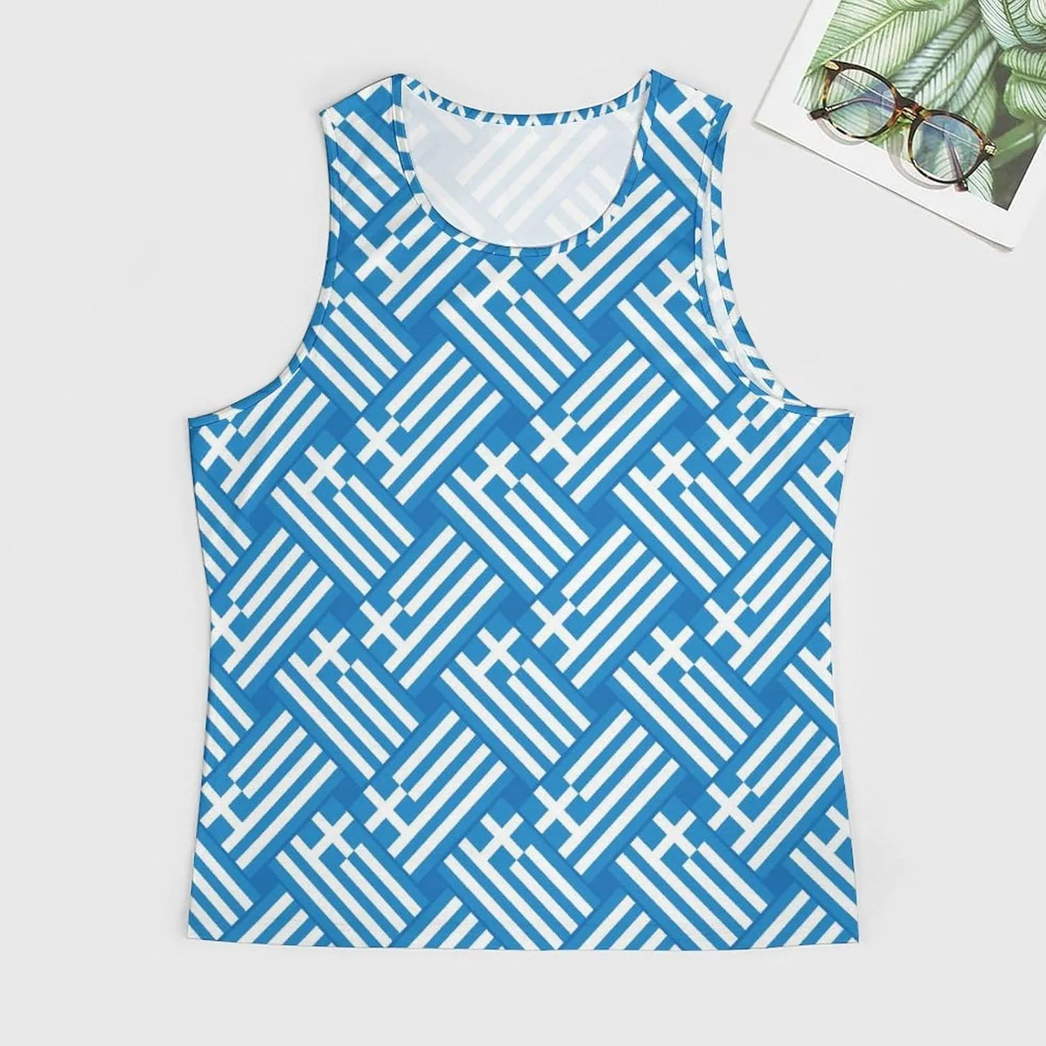 Greek Flag Men's Activewear Tank Tops Gym Sleeveless Muscle T Shirts Workout Tees Vest