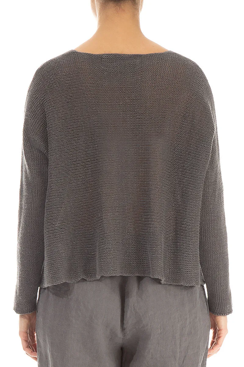 Grid Check Pockets Truffle Linen Jumper