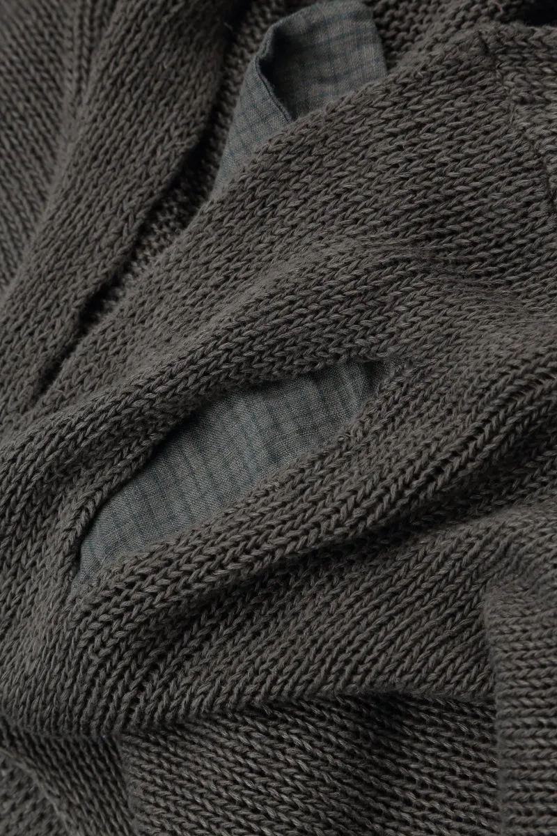 Grid Check Pockets Truffle Linen Jumper