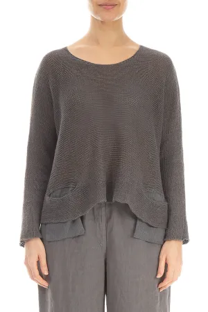 Grid Check Pockets Truffle Linen Jumper