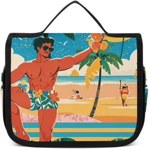 Hanging Toiletry Bag for Women Men Portable Waterproof Makeup Bag Organizer Summer Style Hawaiian Travel Toiletry Bag
