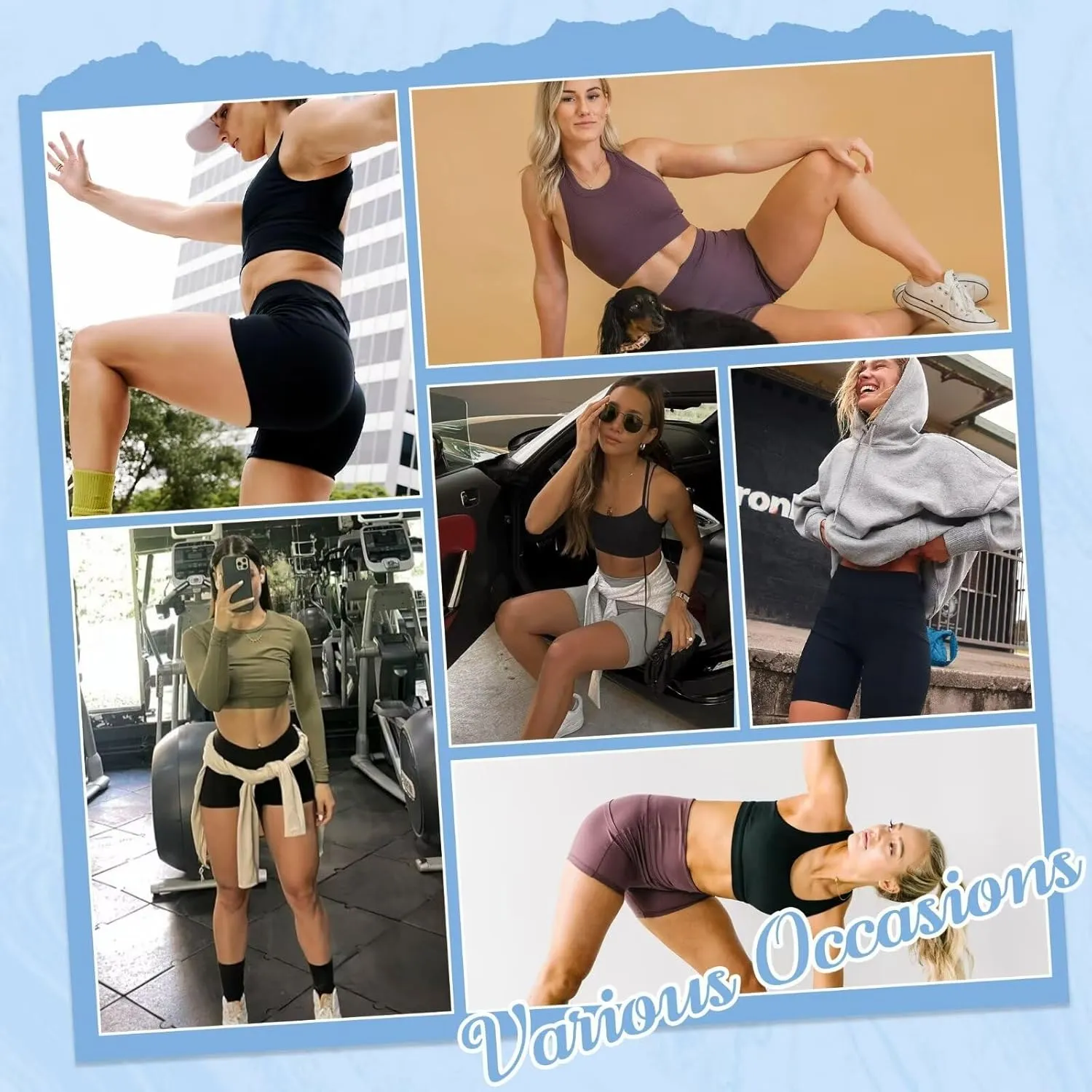 HIGHDAYS 5 Pack Biker Shorts with Pockets for Women - 5"/8" High Waist Spandex Workout Yoga Running Athletic