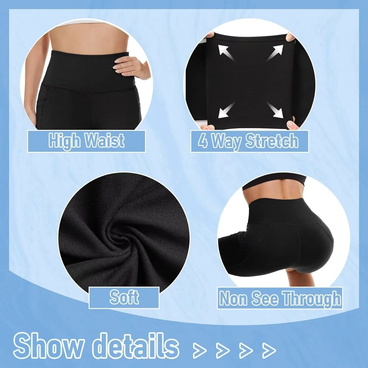 HIGHDAYS 5 Pack Biker Shorts with Pockets for Women - 5"/8" High Waist Spandex Workout Yoga Running Athletic