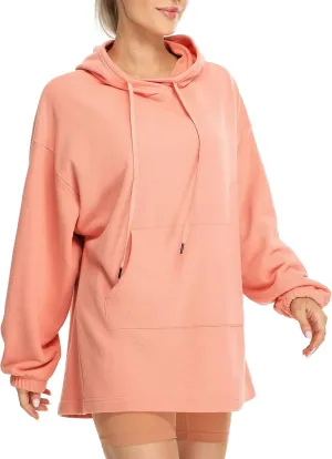 icyzone Women's Fleece Lined Hoodie Sweatshirt Tunics, Oversized Pullover with kangaroo Pocket & Drawstring