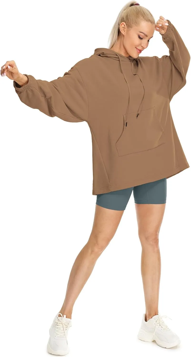 icyzone Women's Fleece Lined Hoodie Sweatshirt Tunics, Oversized Pullover with kangaroo Pocket & Drawstring