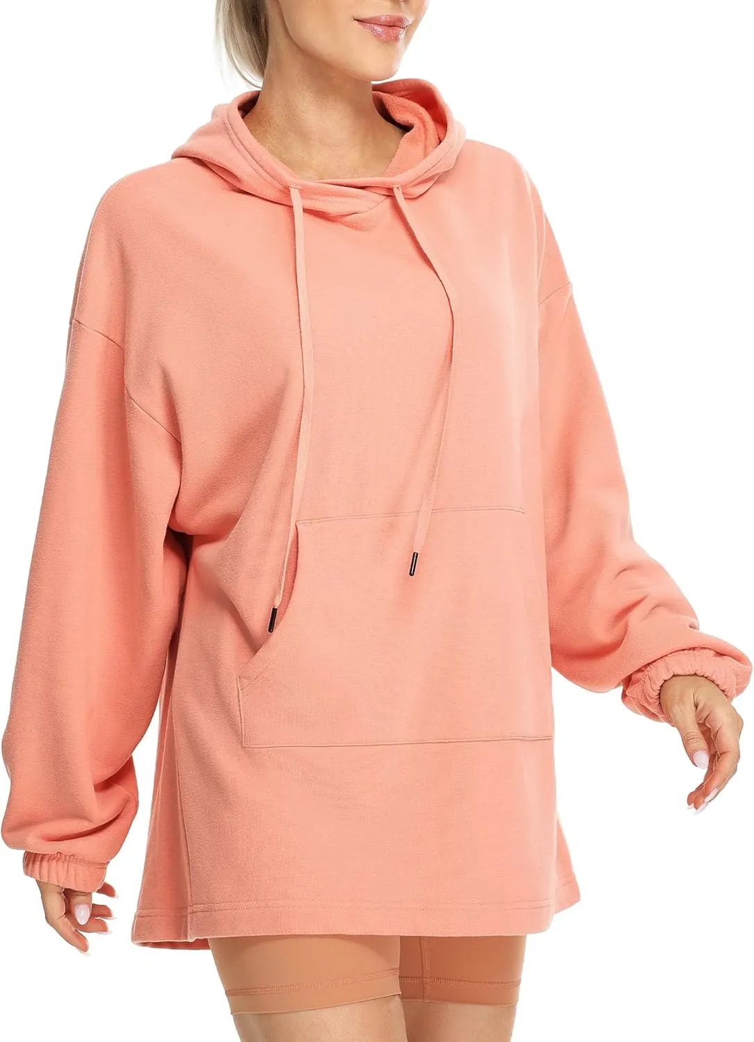 icyzone Women's Fleece Lined Hoodie Sweatshirt Tunics, Oversized Pullover with kangaroo Pocket & Drawstring
