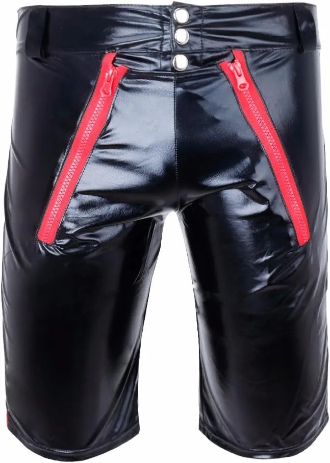 iEFiEL Men Wetlook Patent Leather Zipper Pouch Play Trunks Boxer Briefs Shorts Underpants Underwear