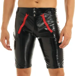 iEFiEL Men Wetlook Patent Leather Zipper Pouch Play Trunks Boxer Briefs Shorts Underpants Underwear