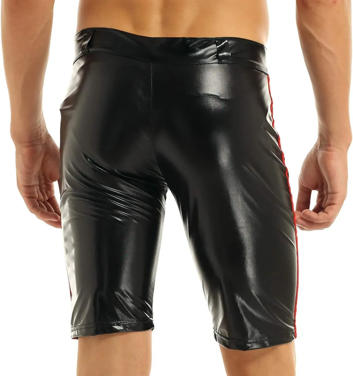 iEFiEL Men Wetlook Patent Leather Zipper Pouch Play Trunks Boxer Briefs Shorts Underpants Underwear