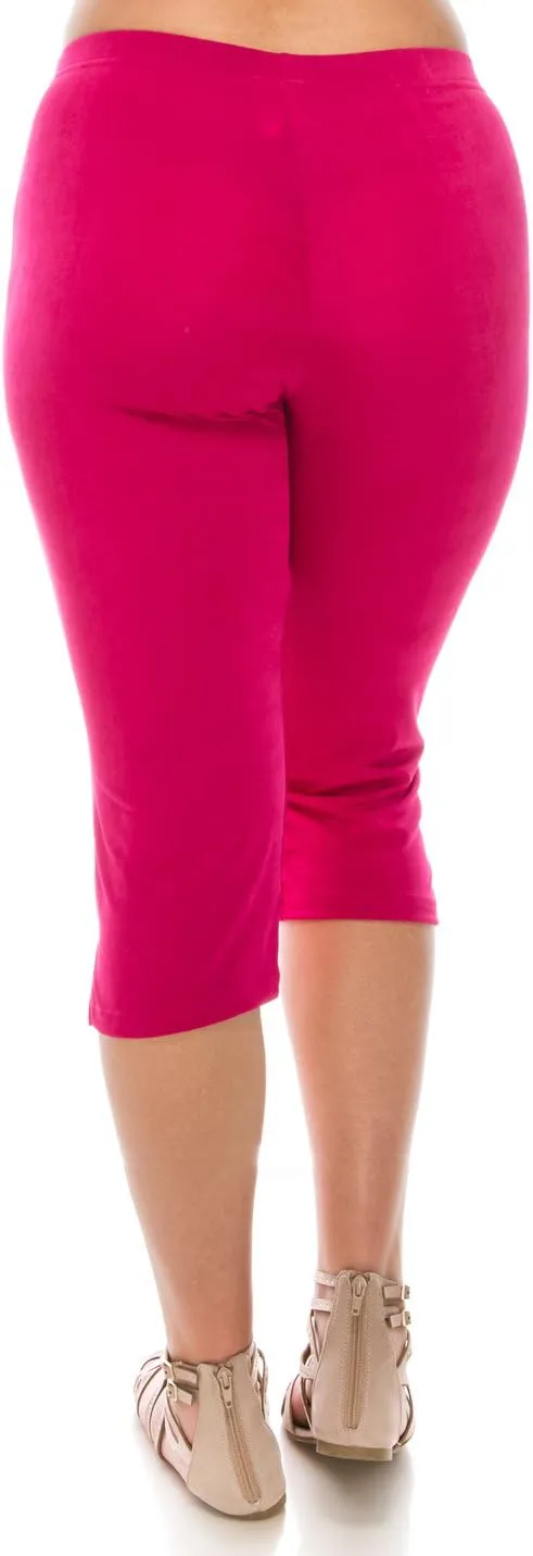 Jostar Women's Casual Capri Pants - Elastic Waist Stretchy Slim Fit Pull On Wrinkle Free Fabric Side Slit Cropped Trouser