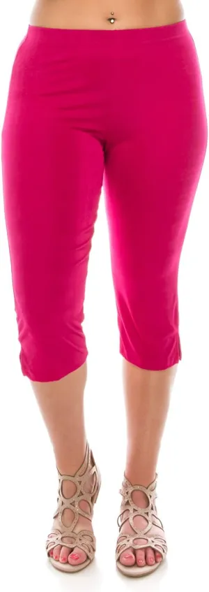 Jostar Women's Casual Capri Pants - Elastic Waist Stretchy Slim Fit Pull On Wrinkle Free Fabric Side Slit Cropped Trouser