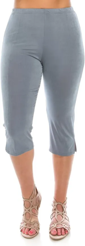 Jostar Women's Casual Capri Pants - Elastic Waist Stretchy Slim Fit Pull On Wrinkle Free Fabric Side Slit Cropped Trouser
