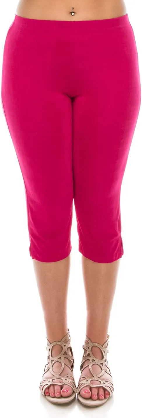 Jostar Women's Casual Capri Pants - Elastic Waist Stretchy Slim Fit Pull On Wrinkle Free Fabric Side Slit Cropped Trouser