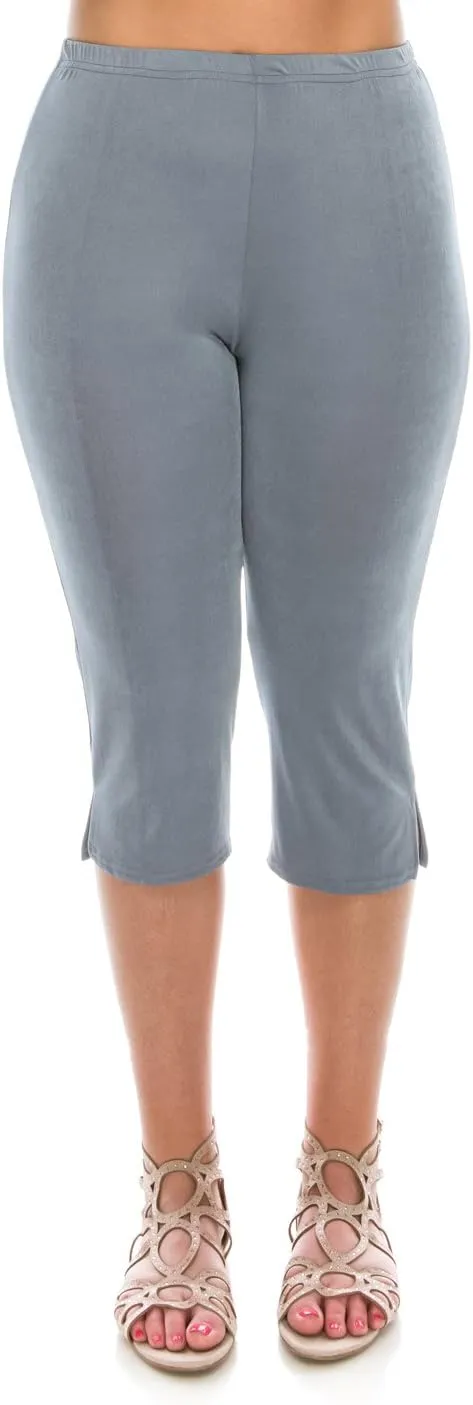 Jostar Women's Casual Capri Pants - Elastic Waist Stretchy Slim Fit Pull On Wrinkle Free Fabric Side Slit Cropped Trouser