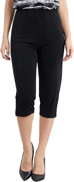 Jostar Women's Casual Capri Pants - Elastic Waist Stretchy Slim Fit Pull On Wrinkle Free Fabric Side Slit Cropped Trouser