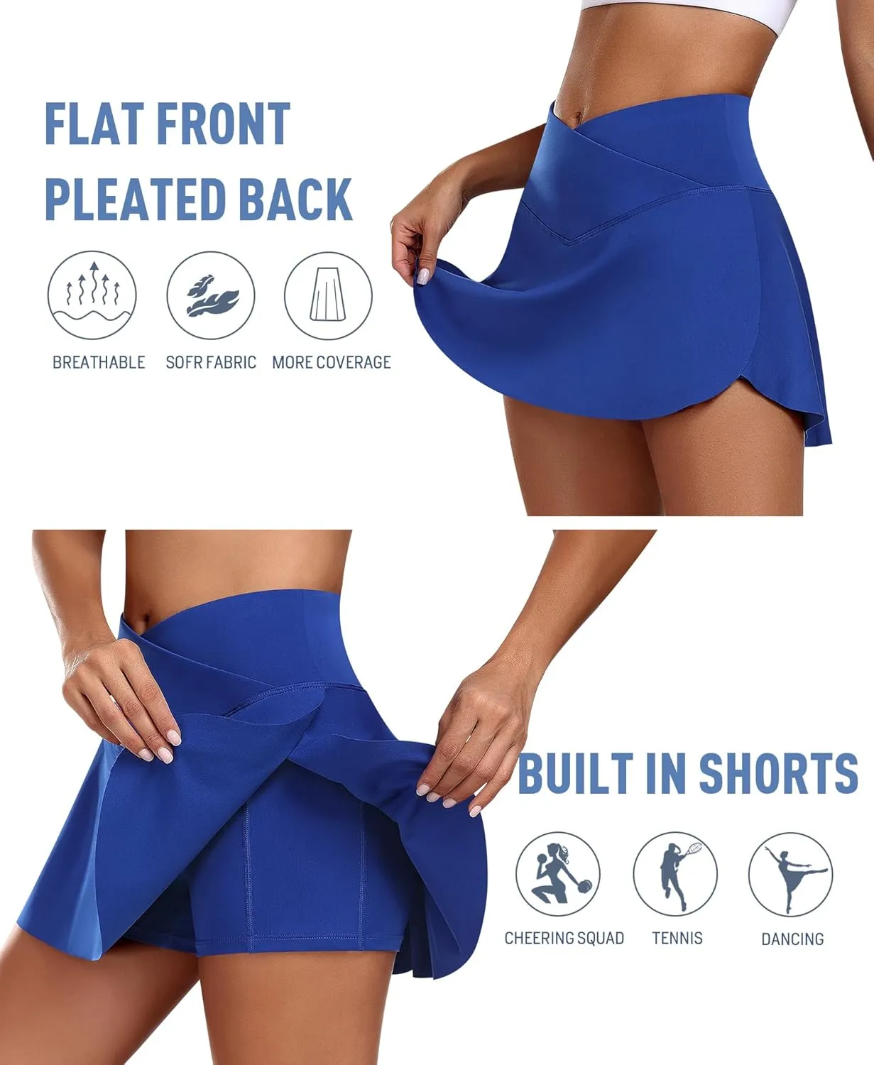 JoyGirl Womens Tennis Skirt with Shorts Crossover Golf Skort Mini High Waisted Workout Athletic Skorts Skirts with Pockets