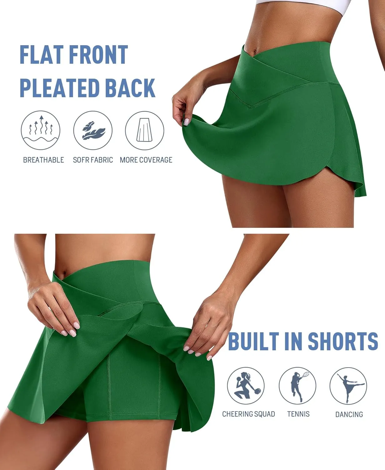 JoyGirl Womens Tennis Skirt with Shorts Crossover Golf Skort Mini High Waisted Workout Athletic Skorts Skirts with Pockets