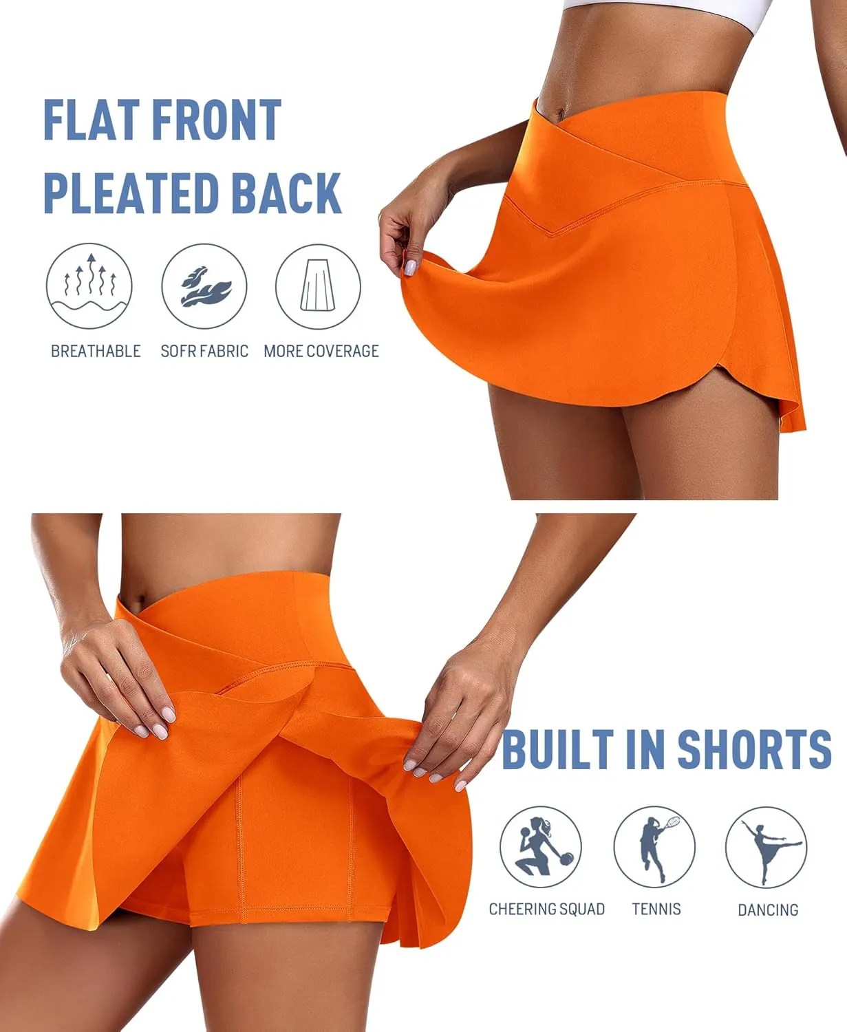 JoyGirl Womens Tennis Skirt with Shorts Crossover Golf Skort Mini High Waisted Workout Athletic Skorts Skirts with Pockets