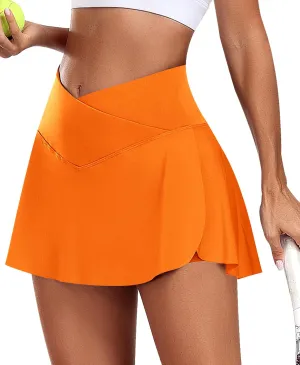 JoyGirl Womens Tennis Skirt with Shorts Crossover Golf Skort Mini High Waisted Workout Athletic Skorts Skirts with Pockets