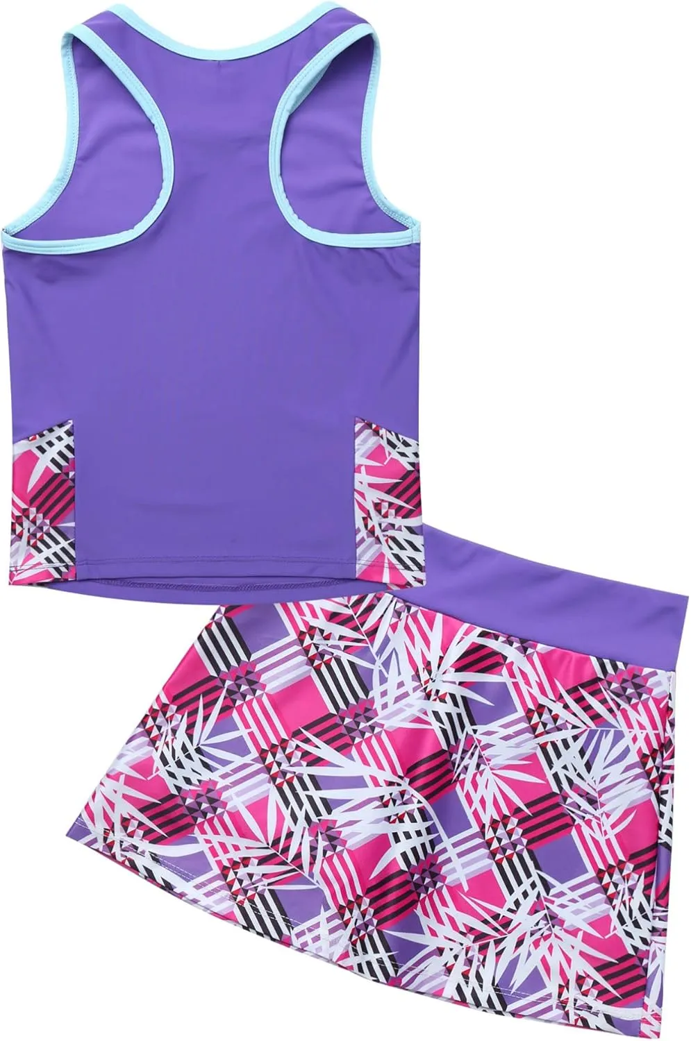 Kids Girls Tennis Golf Dress Outfits Sleeveless Tank Tops and A-Line Mini Skirt Skort Activewear Set