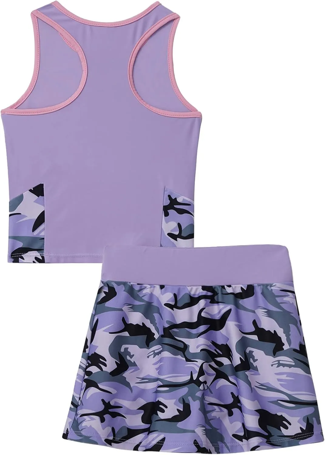 Kids Girls Tennis Golf Dress Outfits Sleeveless Tank Tops and A-Line Mini Skirt Skort Activewear Set