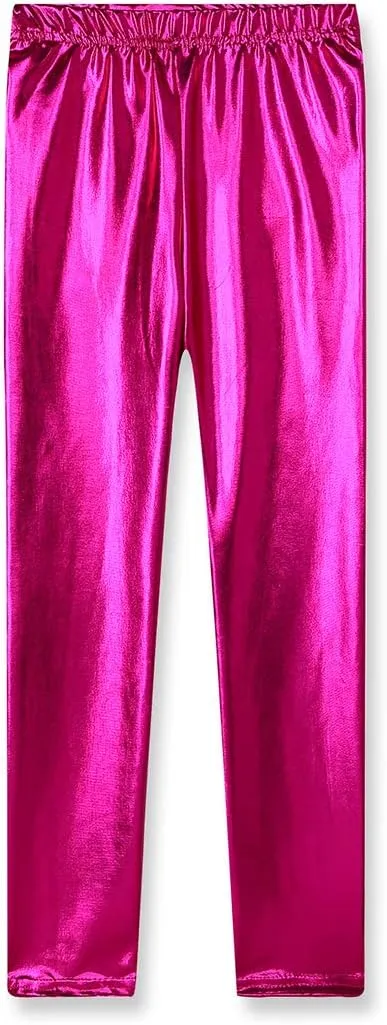 Kids Toddler Girls Faux Leather Pants Shiny Strech Leggings Tights
