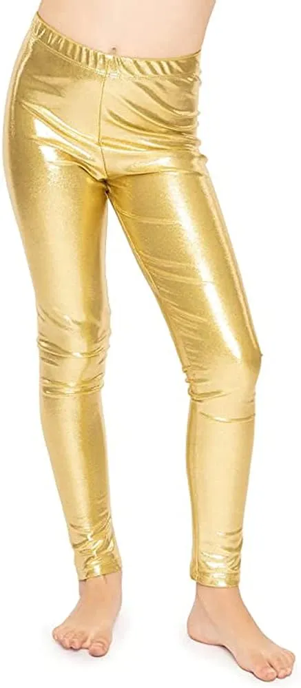 Kids Toddler Girls Faux Leather Pants Shiny Strech Leggings Tights