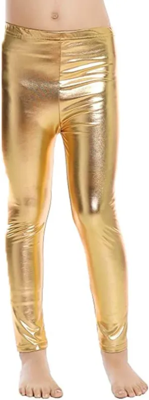 Kids Toddler Girls Faux Leather Pants Shiny Strech Leggings Tights