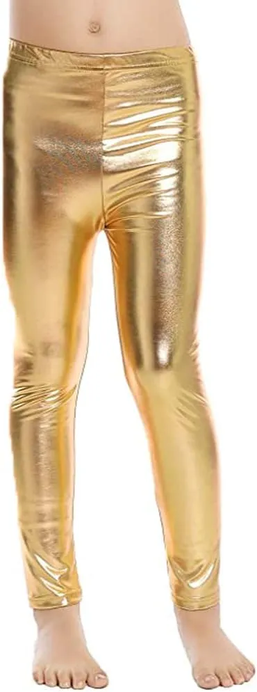 Kids Toddler Girls Faux Leather Pants Shiny Strech Leggings Tights