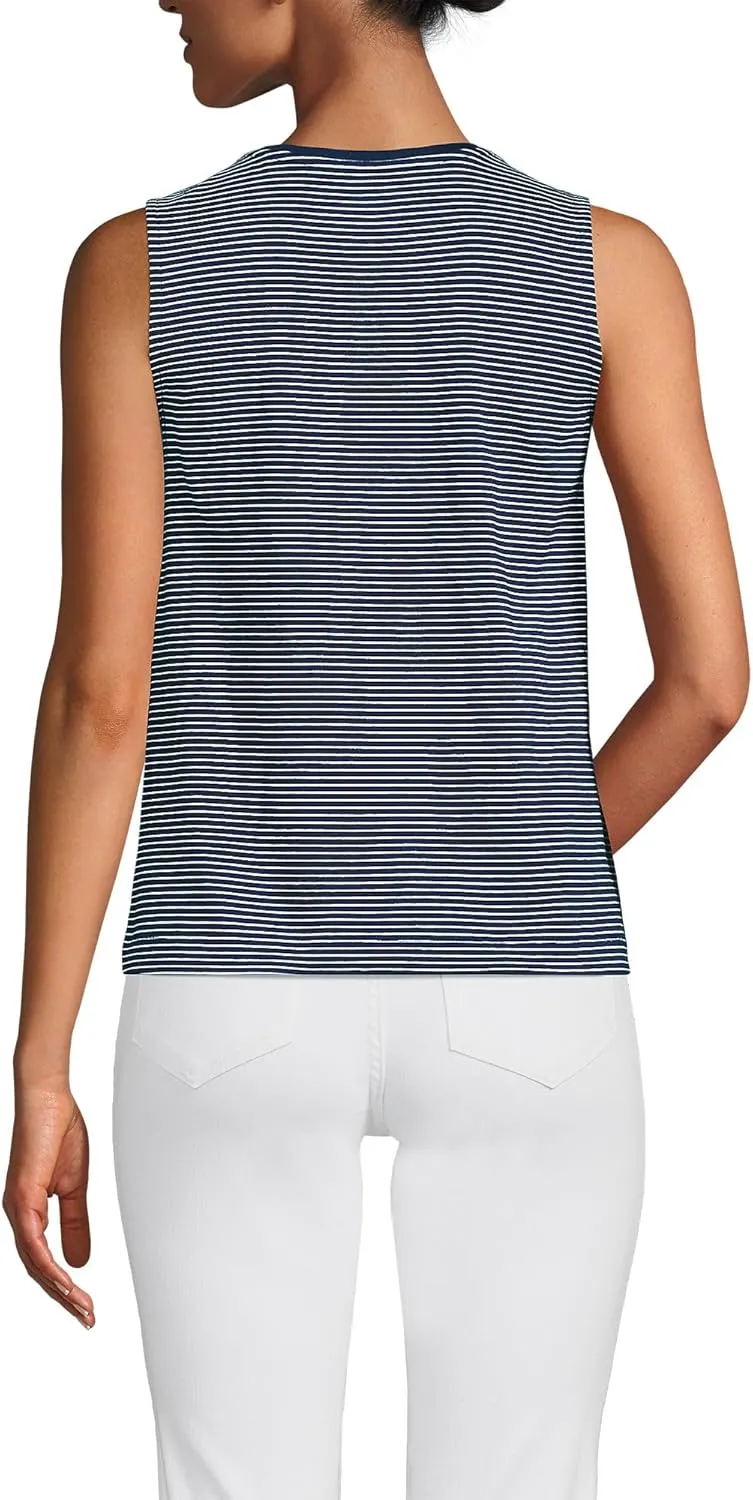 Lands' End Women's Crew Neck Jersey Shell Tank
