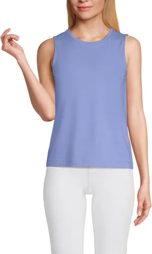 Lands' End Women's Crew Neck Jersey Shell Tank
