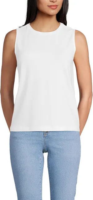 Lands' End Women's Crew Neck Jersey Shell Tank