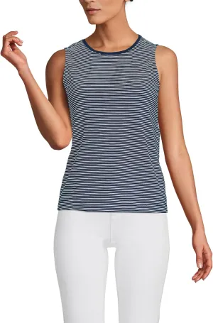 Lands' End Women's Crew Neck Jersey Shell Tank