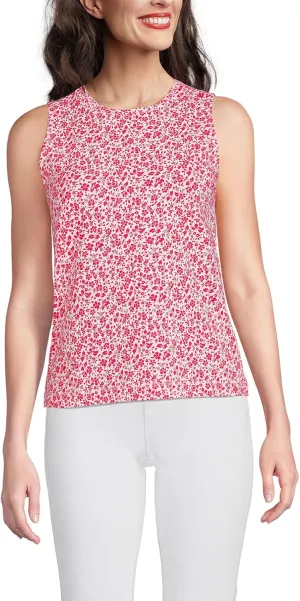 Lands' End Women's Crew Neck Jersey Shell Tank