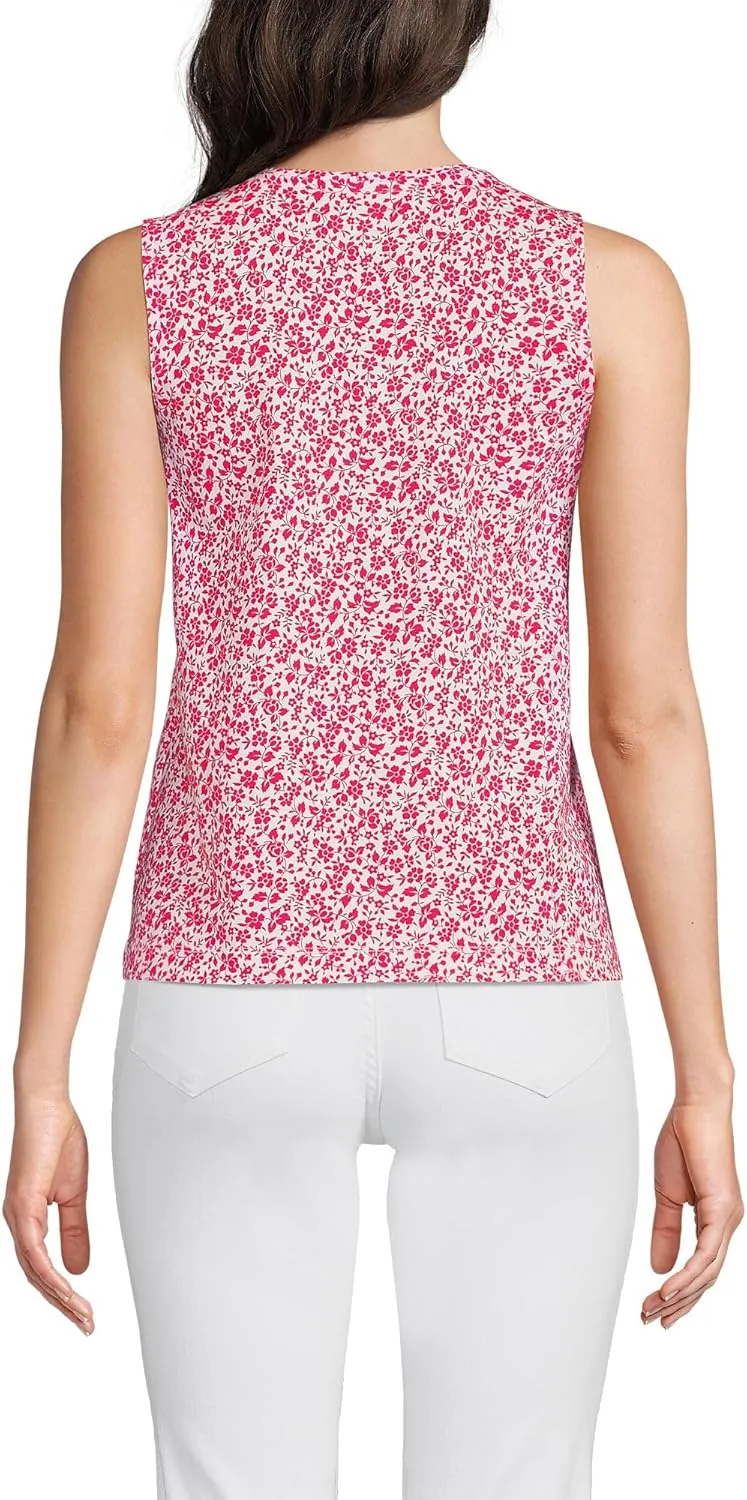Lands' End Women's Crew Neck Jersey Shell Tank