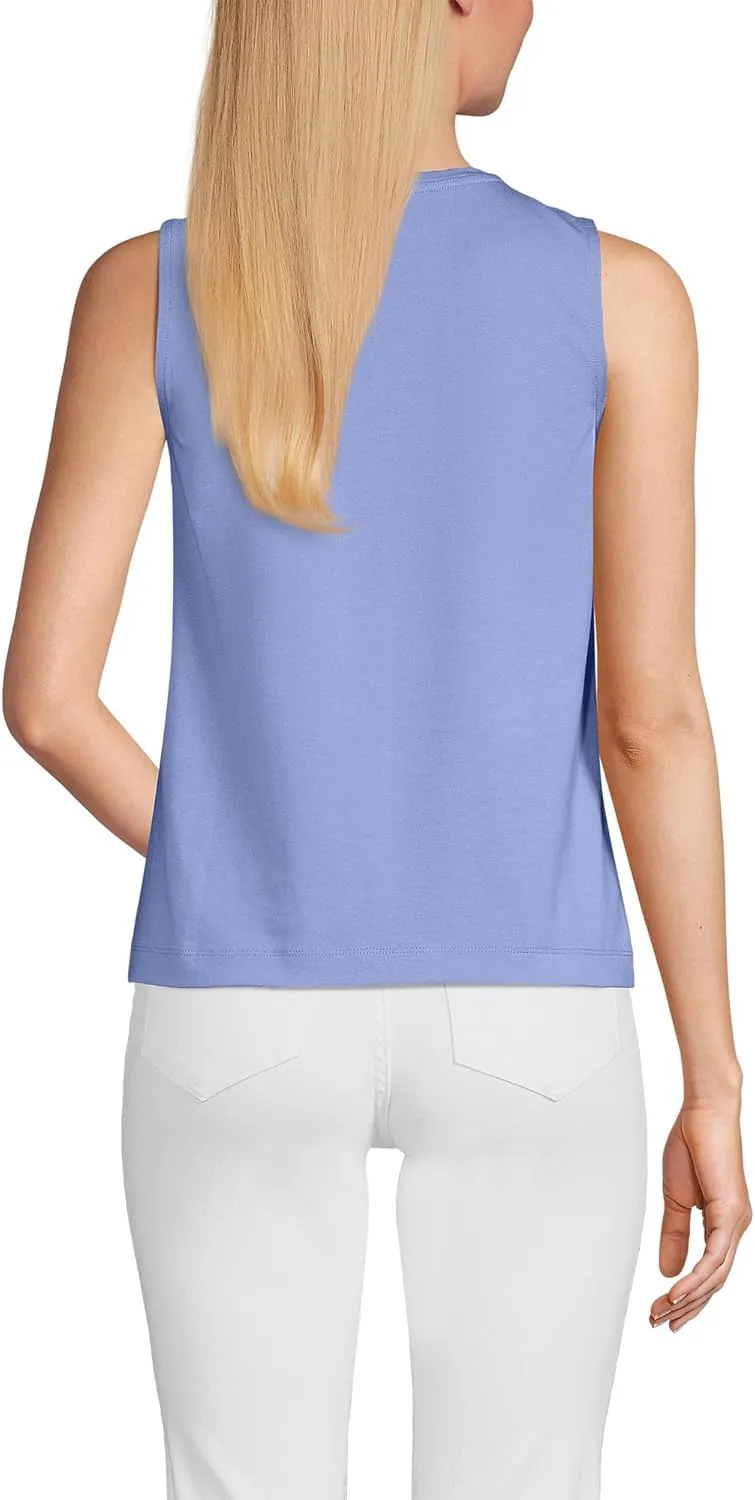 Lands' End Women's Crew Neck Jersey Shell Tank