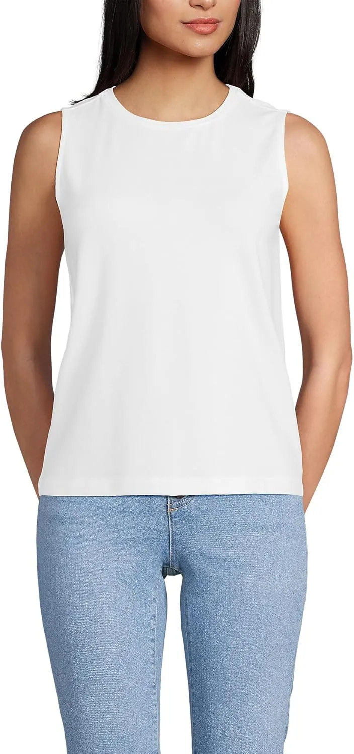 Lands' End Women's Crew Neck Jersey Shell Tank