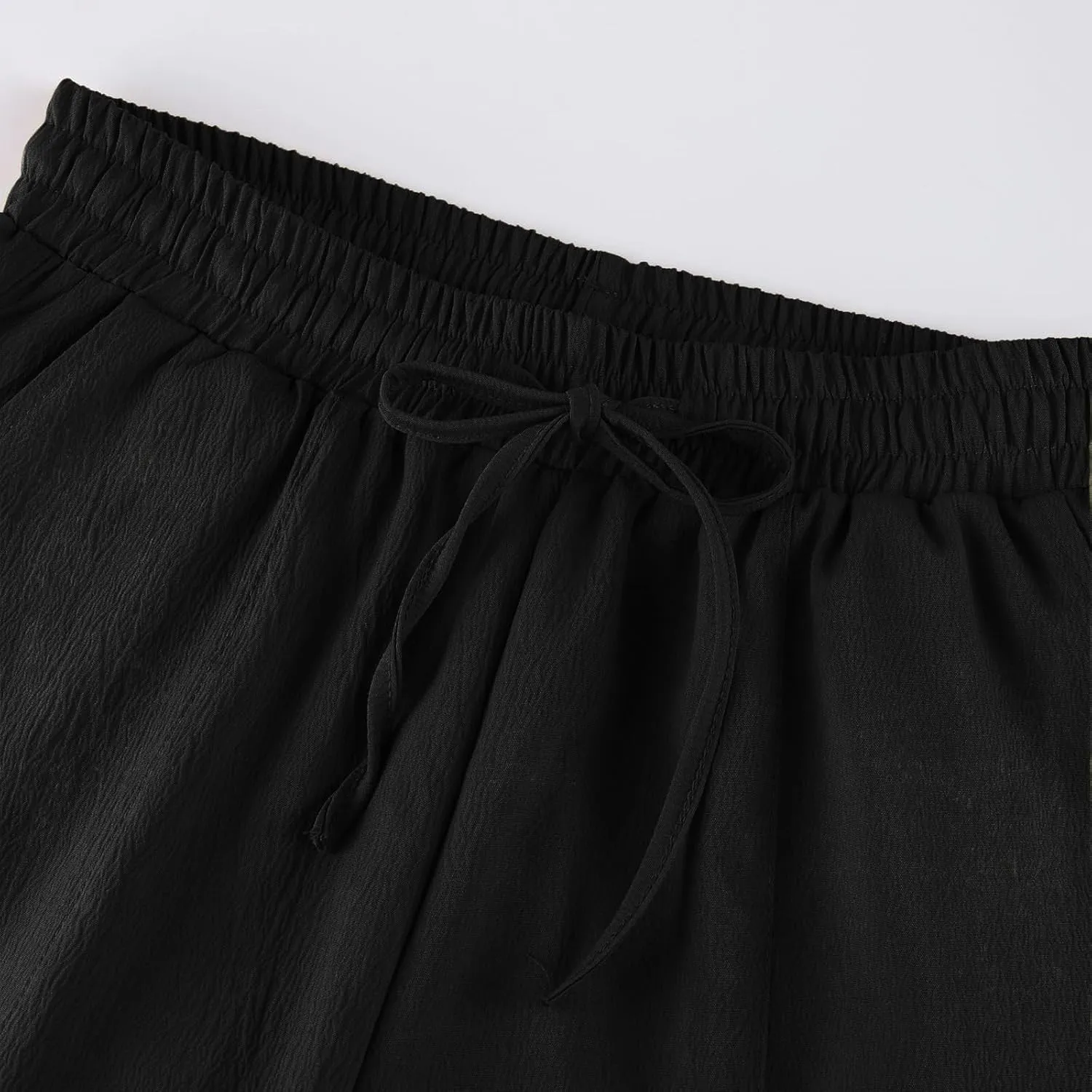 Linen Harem Pants Women Casual Summer High Waisted Beach Pants Baggy Lightweight Cropped Pant with Pockets