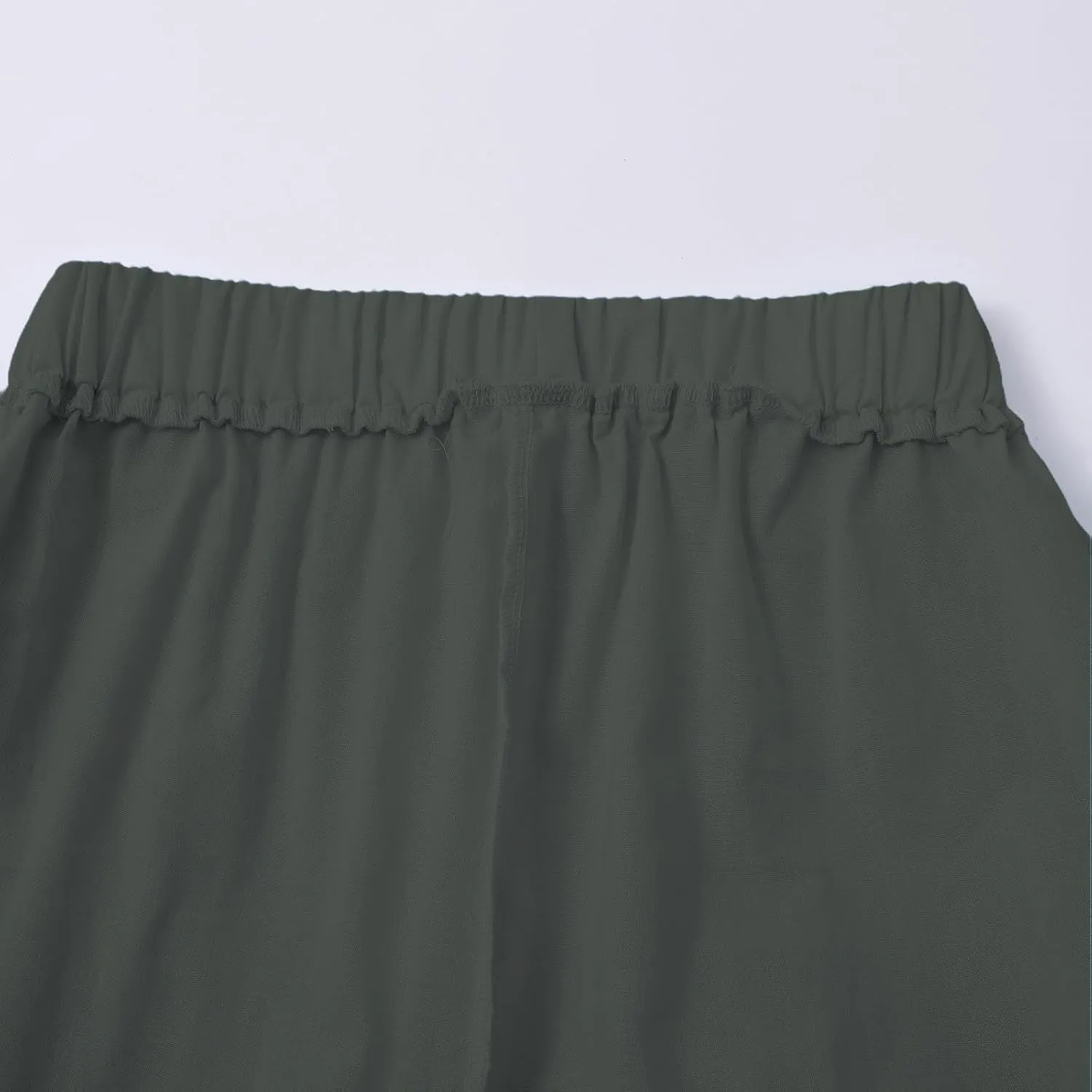 Linen Pants for Women Cotton Casual Elastic Waist Drawstring Straight Wide Leg Plus Size Capri Pant with Pockets 2025