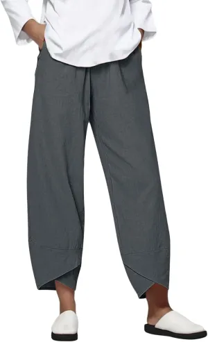 Linen Pants Women Capri Pants Casual Cropped Baggy Trousers Elastic Waisted Yoga Comfy Loose Palazzo Lounge Pants