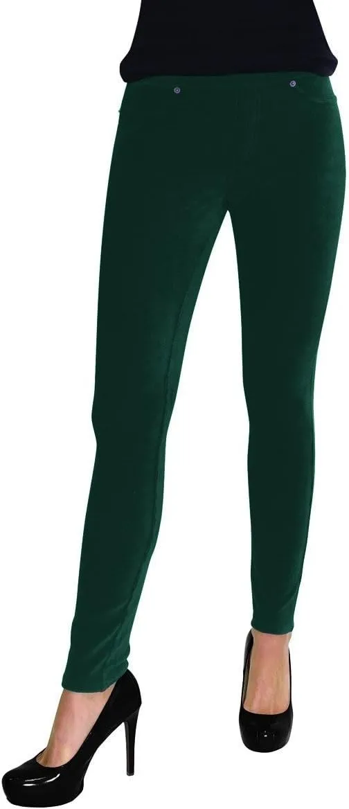 MeMoi Thin-Rib Slim-Cut Stretch Corduroy Leggings