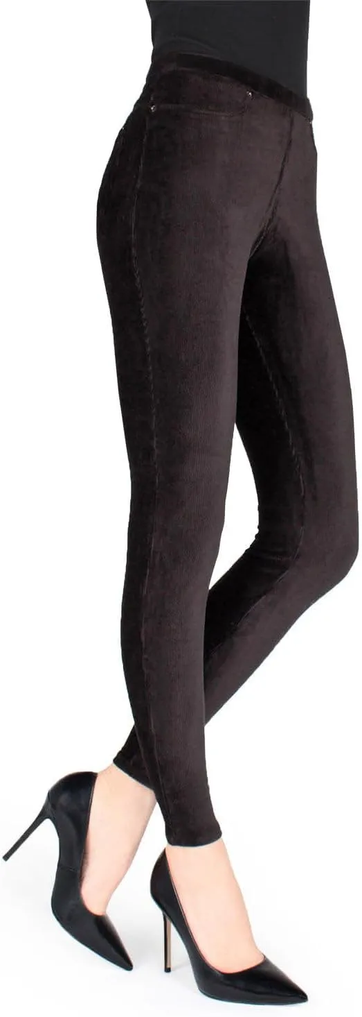 MeMoi Thin-Rib Slim-Cut Stretch Corduroy Leggings