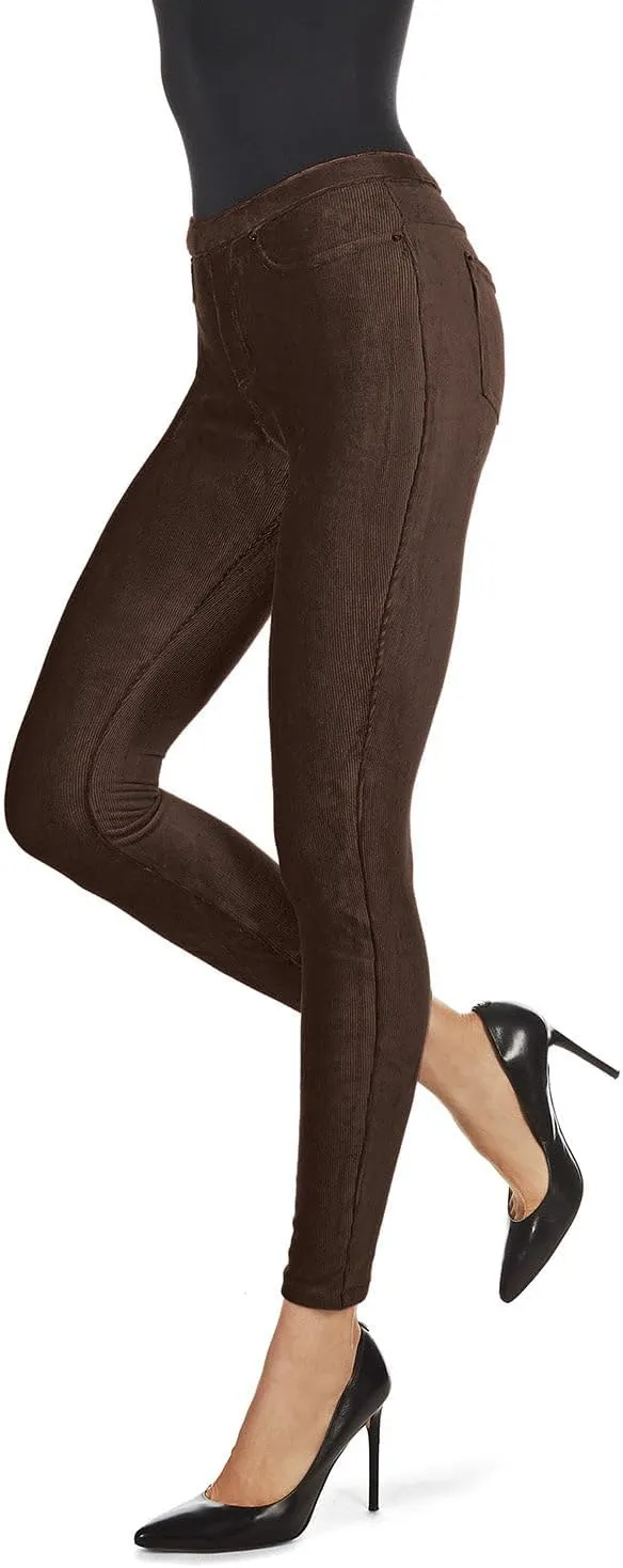 MeMoi Thin-Rib Slim-Cut Stretch Corduroy Leggings