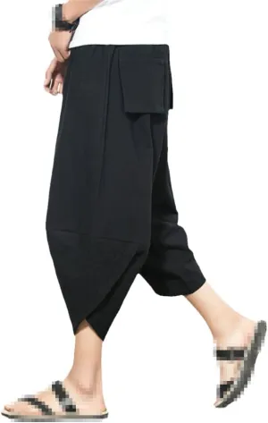 Men Baggy Cotton Harem Pants Summer Vintage Striped Pants Men Women Hip Hop Plus Size Wide Leg Pants