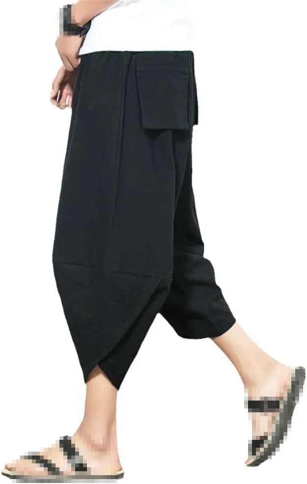 Men Baggy Cotton Harem Pants Summer Vintage Striped Pants Men Women Hip Hop Plus Size Wide Leg Pants
