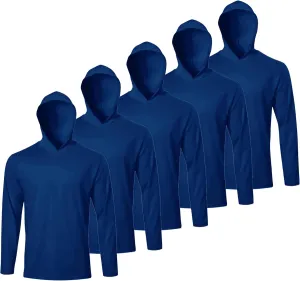 Men Hooded Long Sleeve T Shirts Pack Quick Dry Odor Protection Running Activewear Workout Performance Tee Shirts