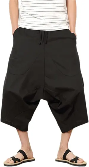 Men's Baggy Pants Crotch Hip Hop Bloomers Pants Men's Calf-Length Harem Pants Streetwear