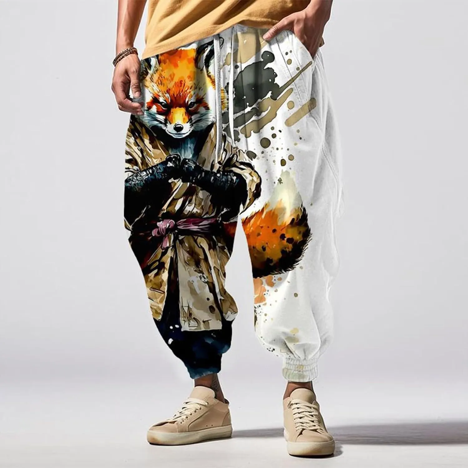 Mens Drawstring Aladdil Hippie Harem Pants Casual Sweatpants Workout Athletic Running Pants Japanese Pants Men Goth